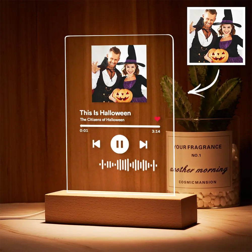 Custom Scannable Code Acrylic Music Song Plaque Night Light - furevermama