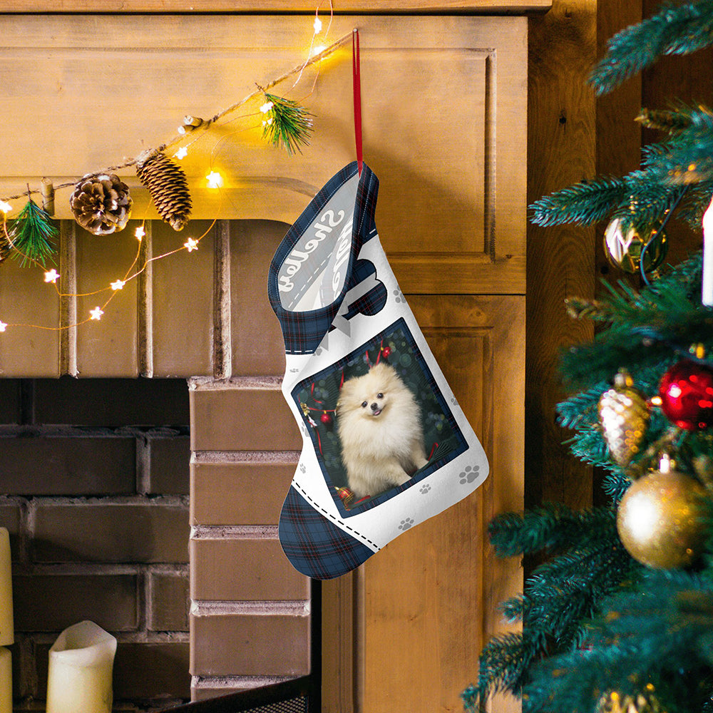 Personalized Christmas Stocking with Photo and Text Gift for Pets - furevermama
