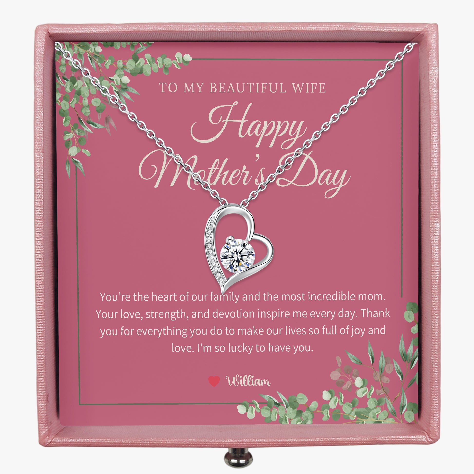 Zirconia Necklace with Gift Box - To My Beautiful Wife - furevermama
