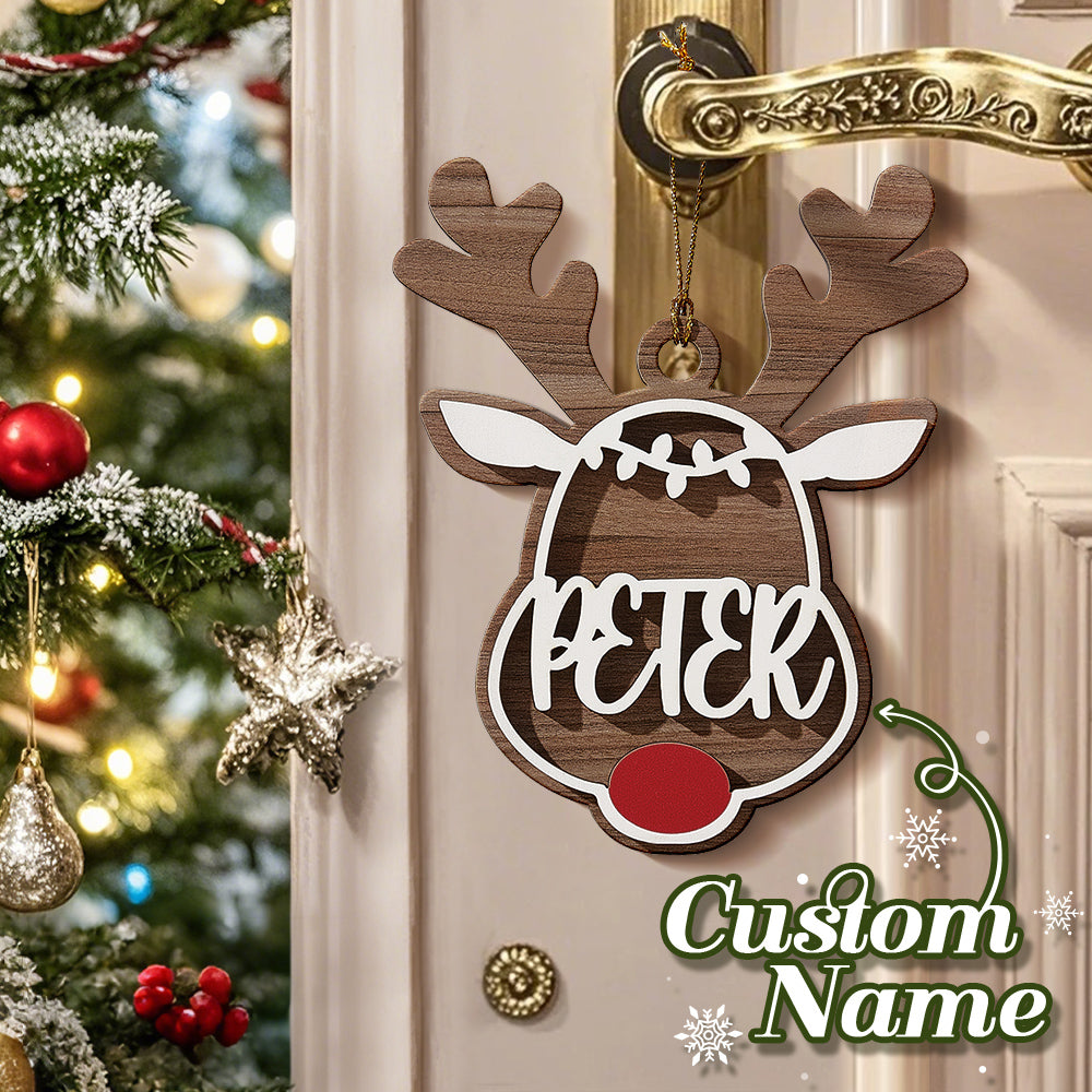 Personalized Name Reindeer Wooden Ornament