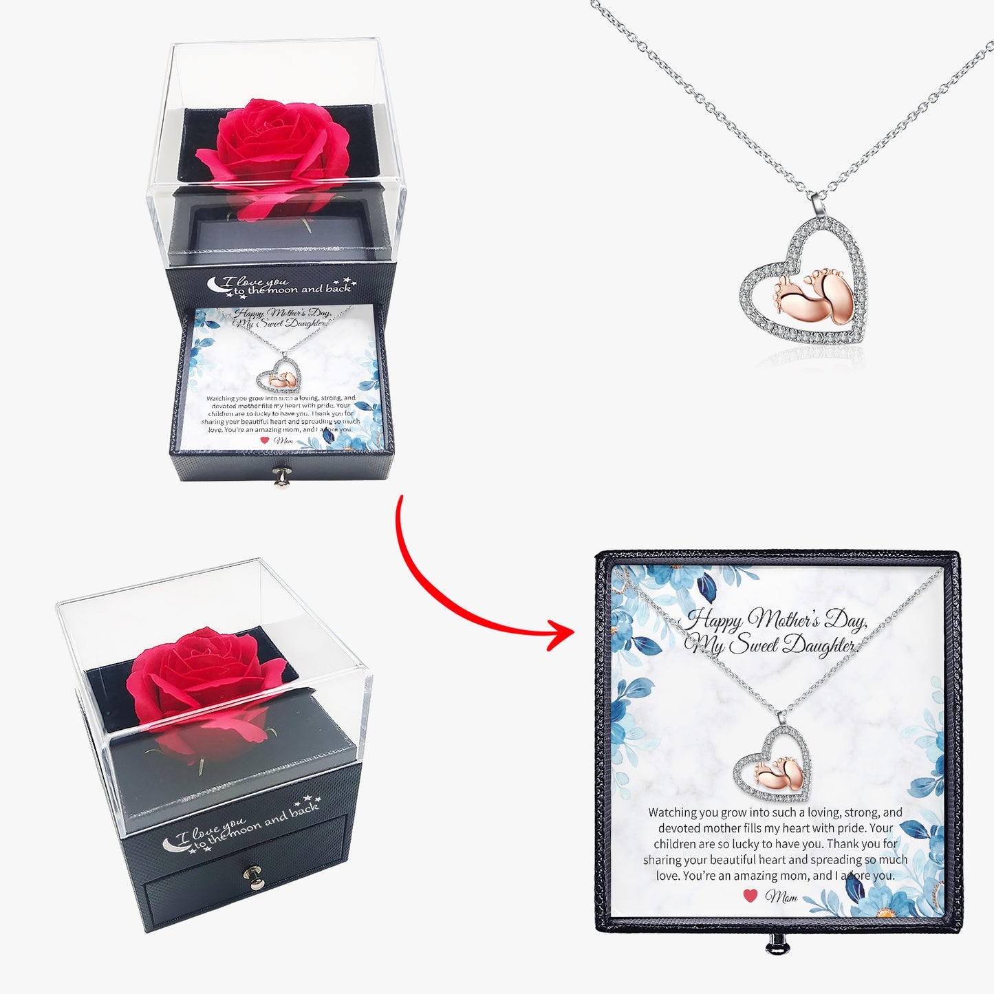 Baby Feet Necklace with Gift Box - Mother to Daughter - Mother's Day - furevermama