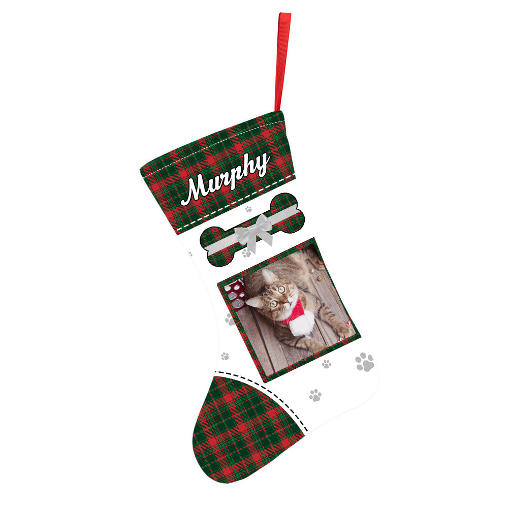 Personalized Christmas Stocking with Photo and Text Gift for Pets - furevermama