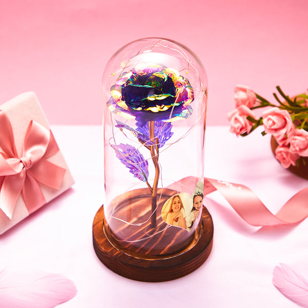 Custom Photo Eternal Rose Flower LED Night Light Glass Dome - furevermama