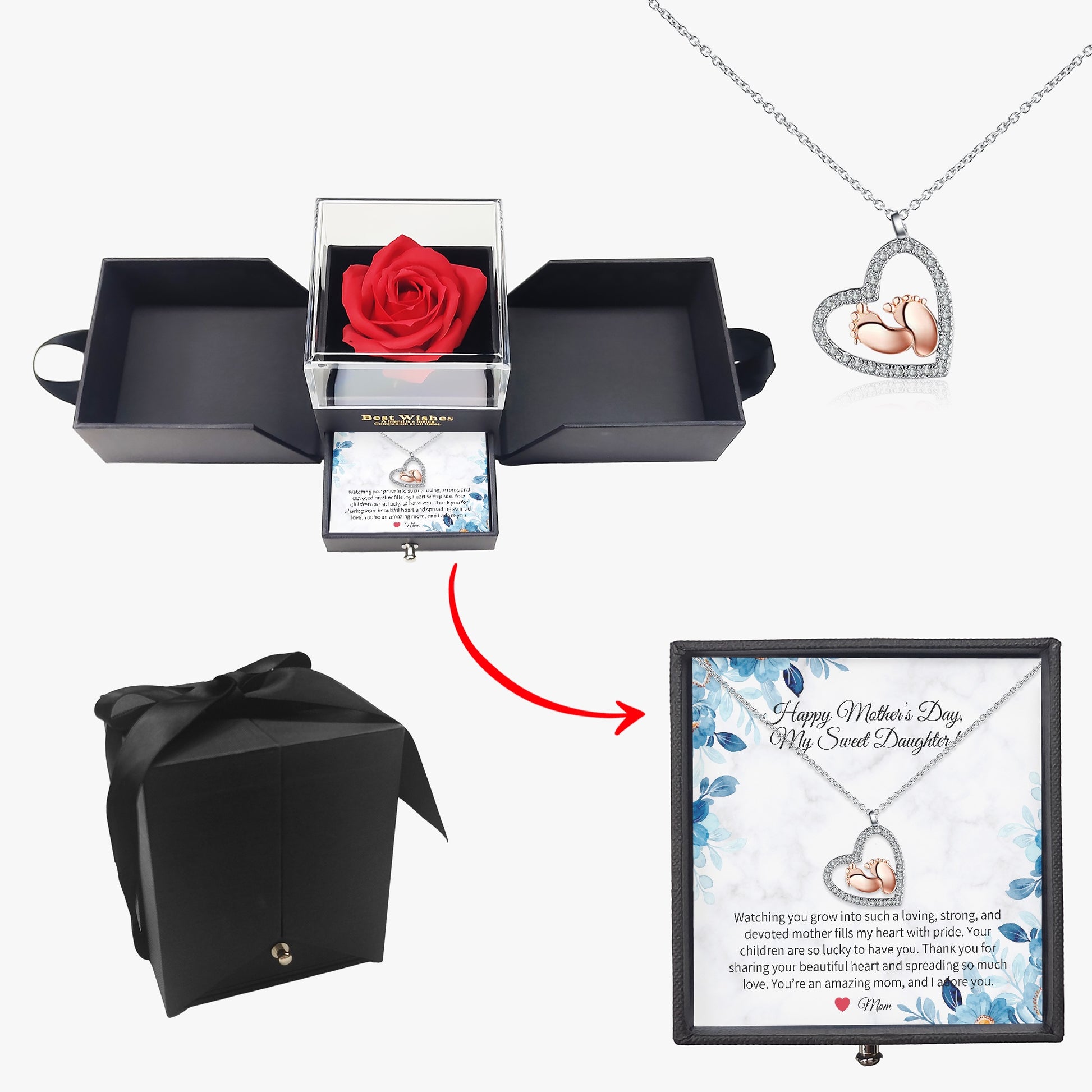 Baby Feet Necklace with Gift Box - Mother to Daughter - Mother's Day - furevermama