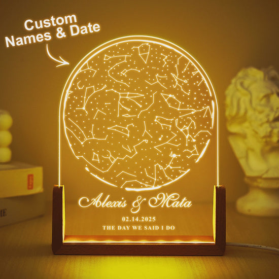 Custom night light with personalised names and date perfect valentine's day gift for couples